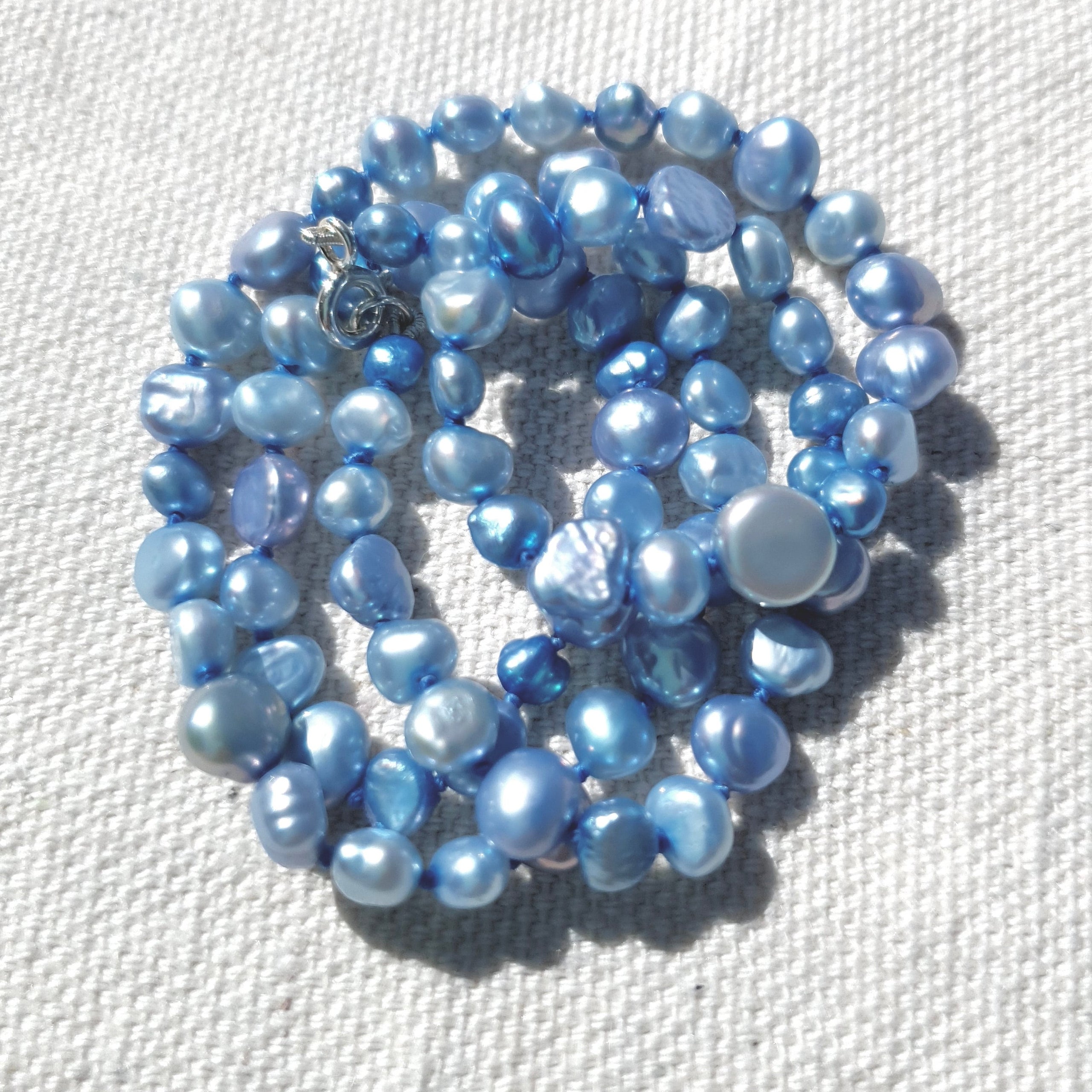 Blue dyed Freshwater Pearl Necklace 1 Per Lunam Jewels