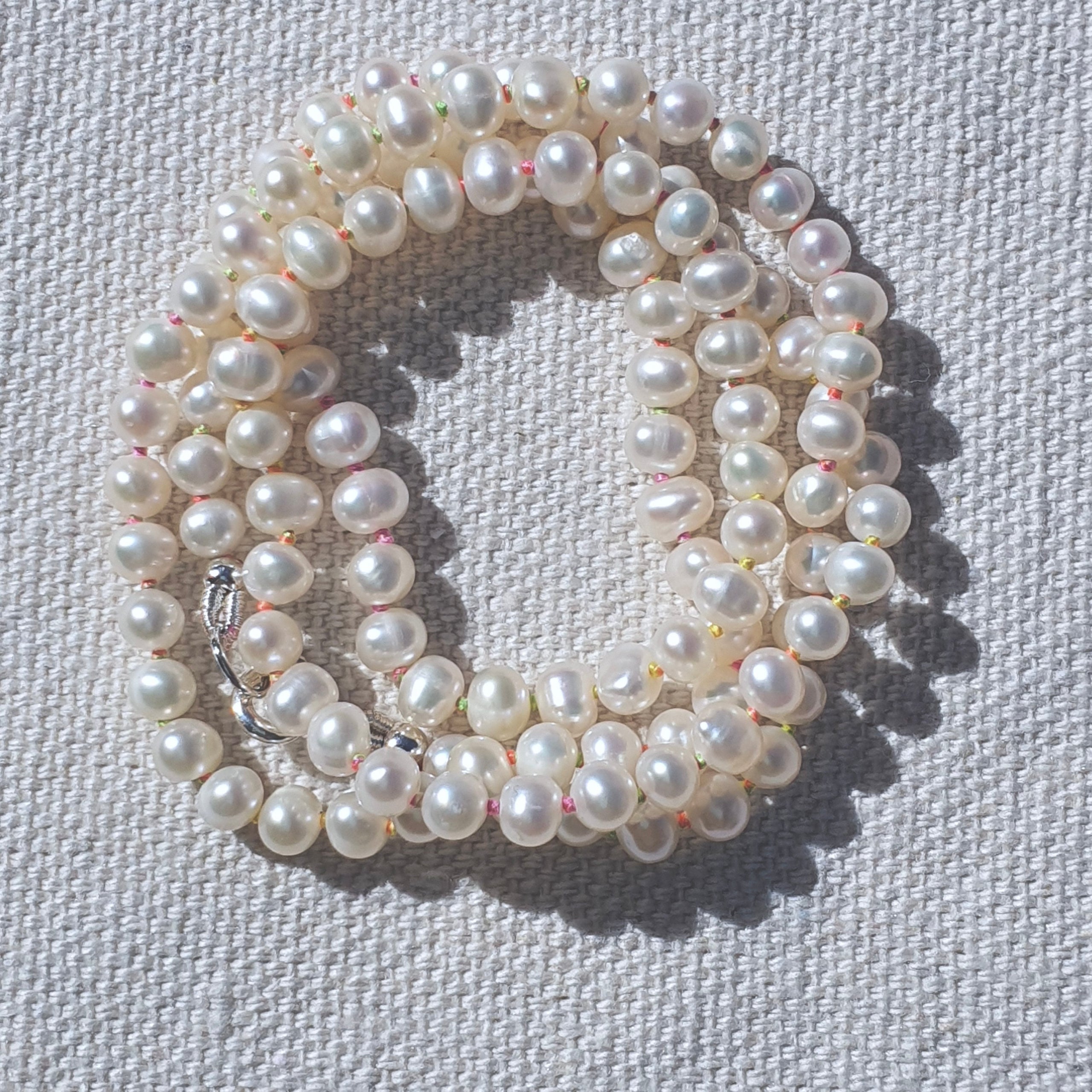 Neon Knotted Freshwater Pearl Necklace 1 Per Lunam Jewels